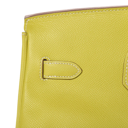 Hermes Epsom Candy Birkin 35 Lime Gris Perle 26 of 33
