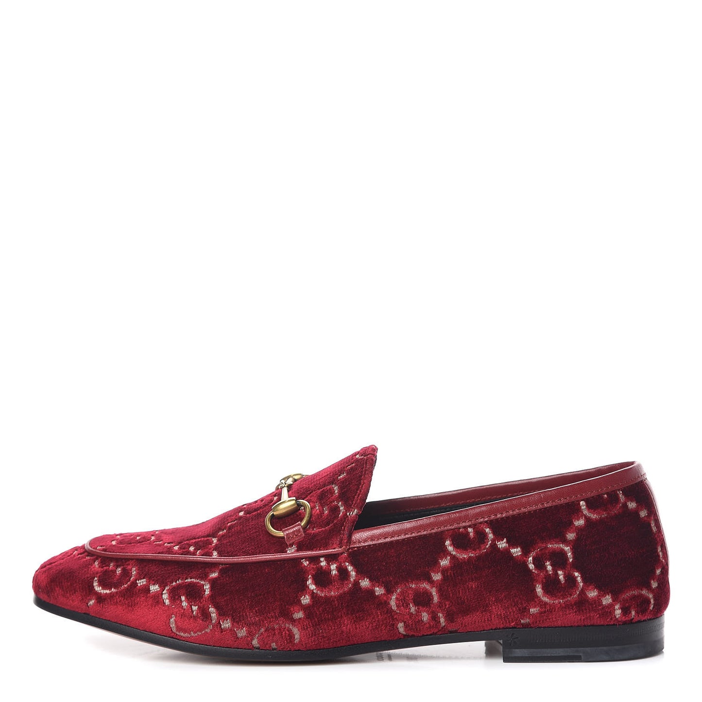 Velvet Malaga Kid GG Monogram Horsebit Womens Jordaan Loafers 38.5 Red Cipria Romantic Cerise