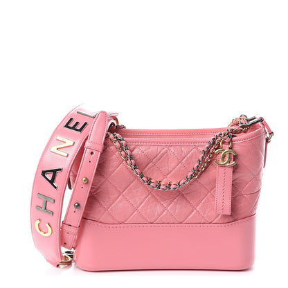 Chanel Aged Smooth Calfskin Quilted Medium Gabrielle Logo Hobo Pink 1 of 8