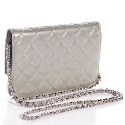 Chanel Patent Quilted Brilliant Wallet On Chain WOC Silver 3 of 9