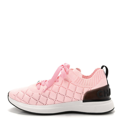 Chanel Mixed Fibers Quilted Womens CC Sneakers 38 Pink 1 of 10