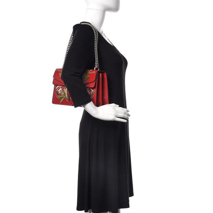 Gucci Calfskin Web Floral Embroidered Small Dionysus Shoulder Bag Hibiscus Red 2 of 9