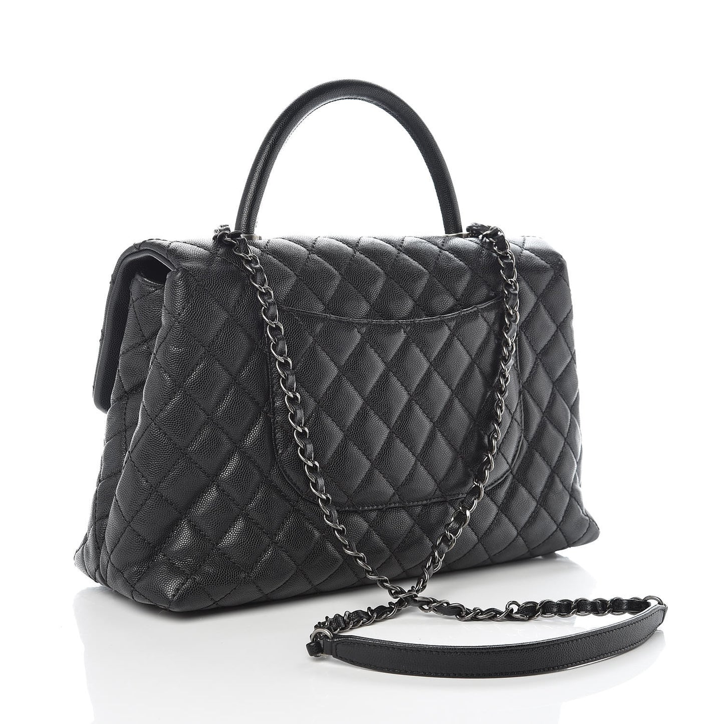 Caviar Quilted Medium Coco Handle Flap Black