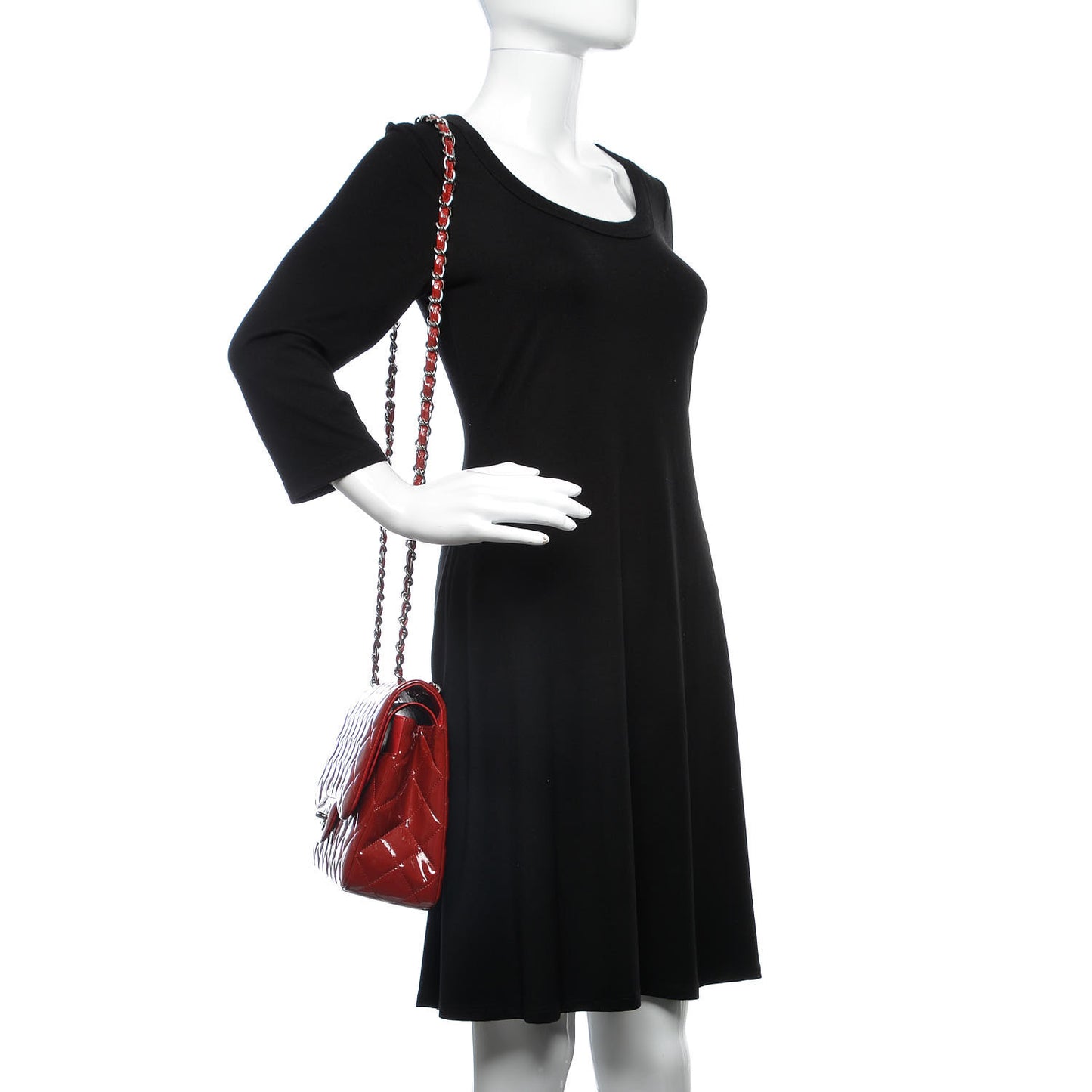 Patent Quilted Jumbo Double Flap Dark Red