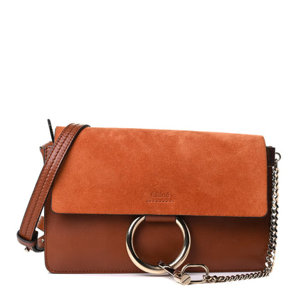 Chloe Suede Calfskin Small Faye Shoulder Bag Tobacco 1 of 7