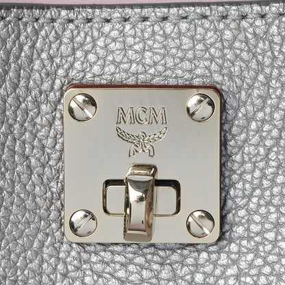 MCM Metallic Grained Calfskin Medium Milla Hobo Silver 9 of 9