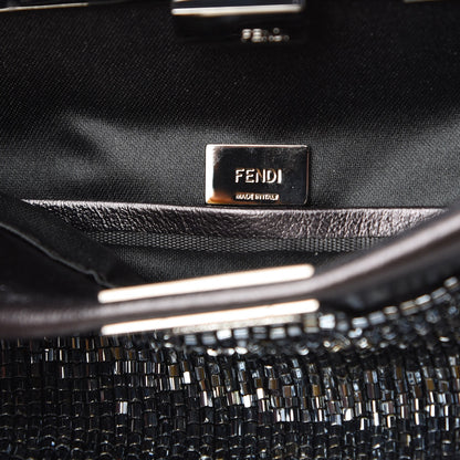 Fendi Laminated Goatskin Beaded Micro Peekaboo Iconic Satchel Canna di Fucile Black 7 of 10