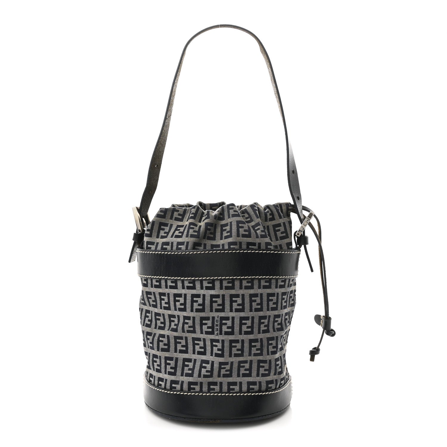 Fendi Zucchino Bucket Bag Navy 1 of 9