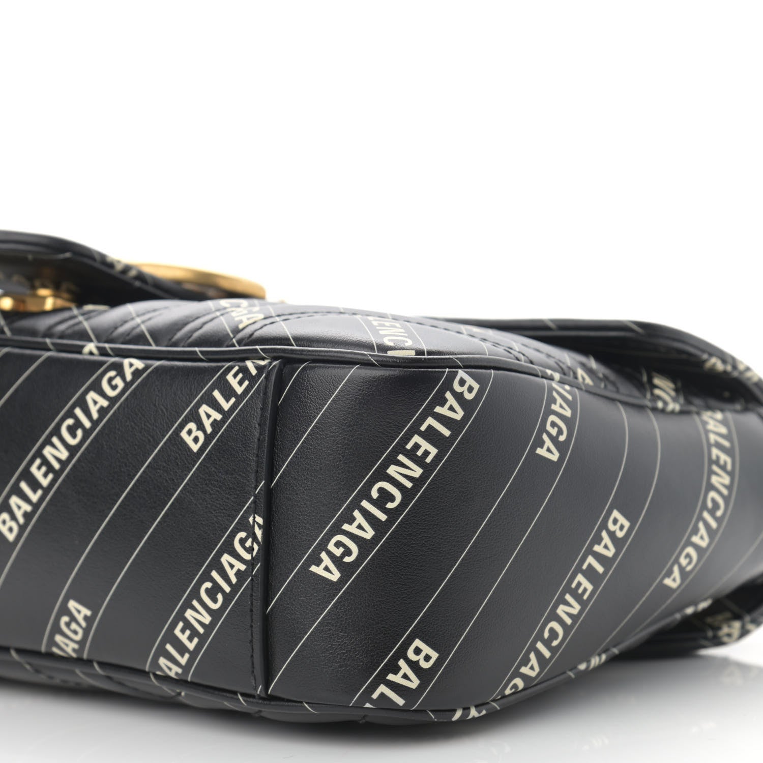 Gucci X BALENCIAGA Calfskin Matelasse Logo Print Small GG Marmont Shoulder Bag Black 10 of 13