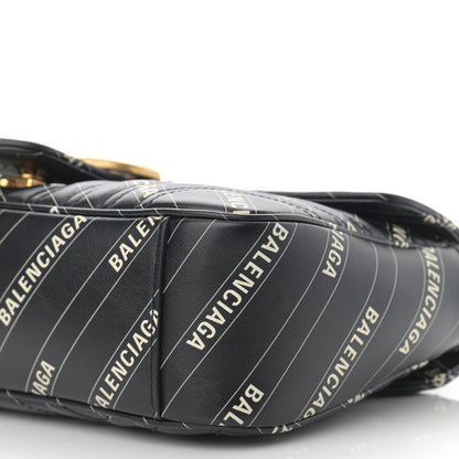 Gucci X BALENCIAGA Calfskin Matelasse Logo Print Small GG Marmont Shoulder Bag Black 10 of 13