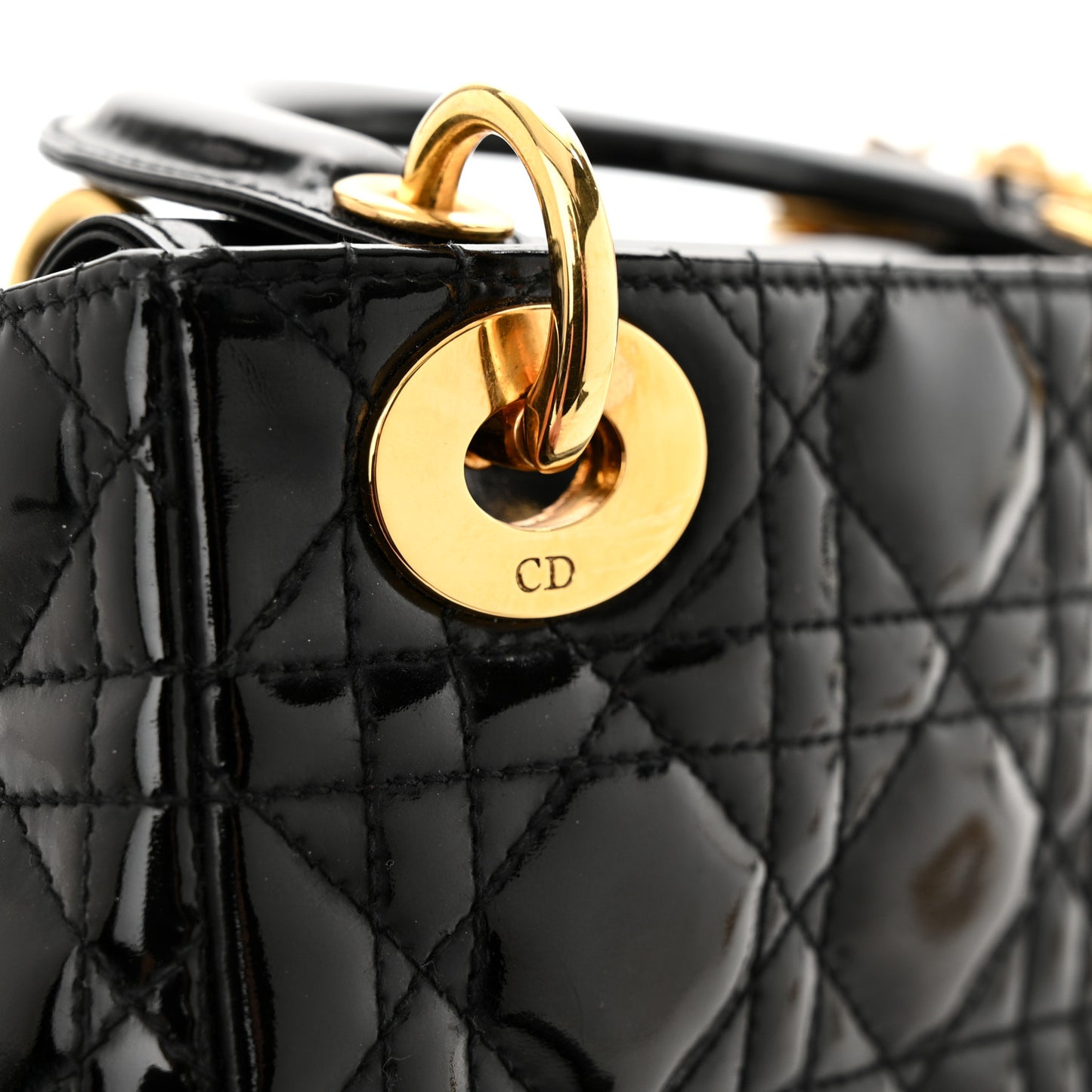 Patent Cannage Mini Lady Dior Black