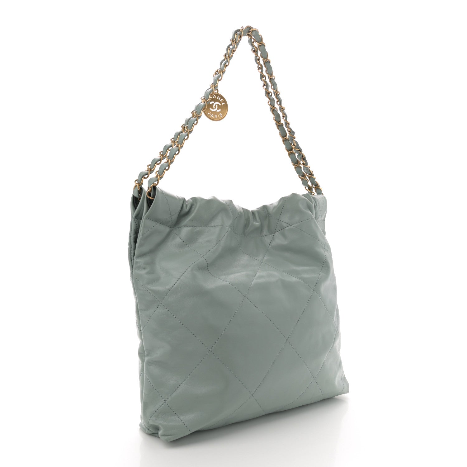 Chanel Shiny Calfskin Quilted Small Chanel 22 Light Blue 4 of 13