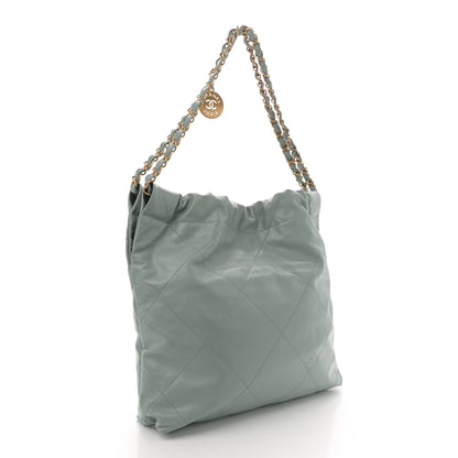 Chanel Shiny Calfskin Quilted Small Chanel 22 Light Blue 4 of 13