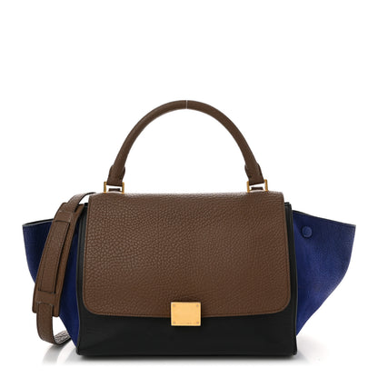 Celine Bullhide Calfskin Nubuck Small Tri-Color Trapeze Coffee 1 of 11