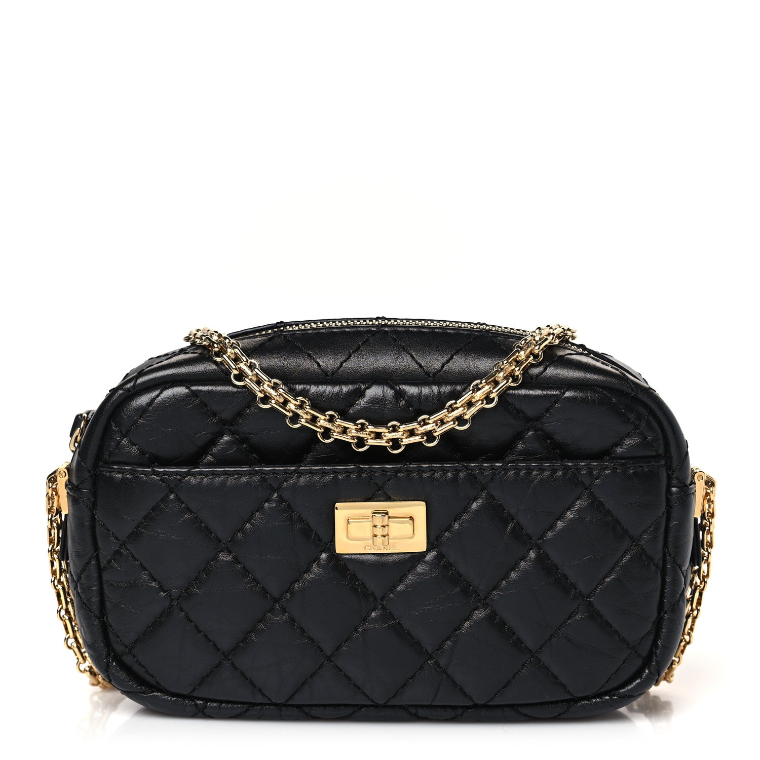 Chanel Aged Calfskin Quilted Mini Reissue Camera Case Black 1 of 9