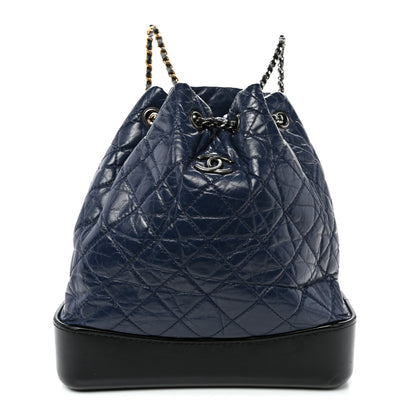 Chanel Aged Calfskin Quilted Gabrielle Backpack Navy Black 1 of 10