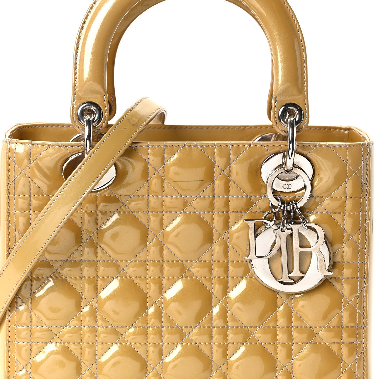Christian Dior Patent Cannage Medium Lady Dior Beige 8 of 10