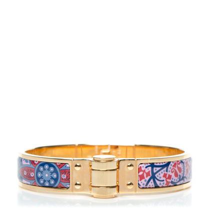 Hermes Enamel Printed Narrow Cachemire Fleuri Hinged Bracelet S Surnaturel 1 of 6