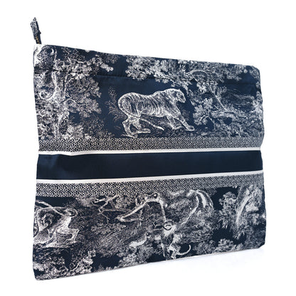 Christian Dior Technical Fabric Toile De Jouy Reverse Diortravel Zipped Pouch Blue Multicolor 3 of 8