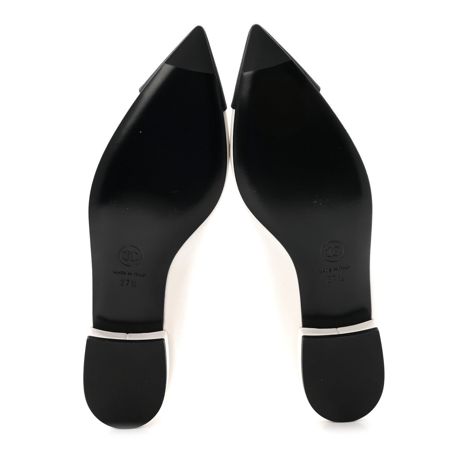 Chanel Shiny Lambskin Grosgrain Pearl Mary Janes Flats 37.5 White Black 6 of 10