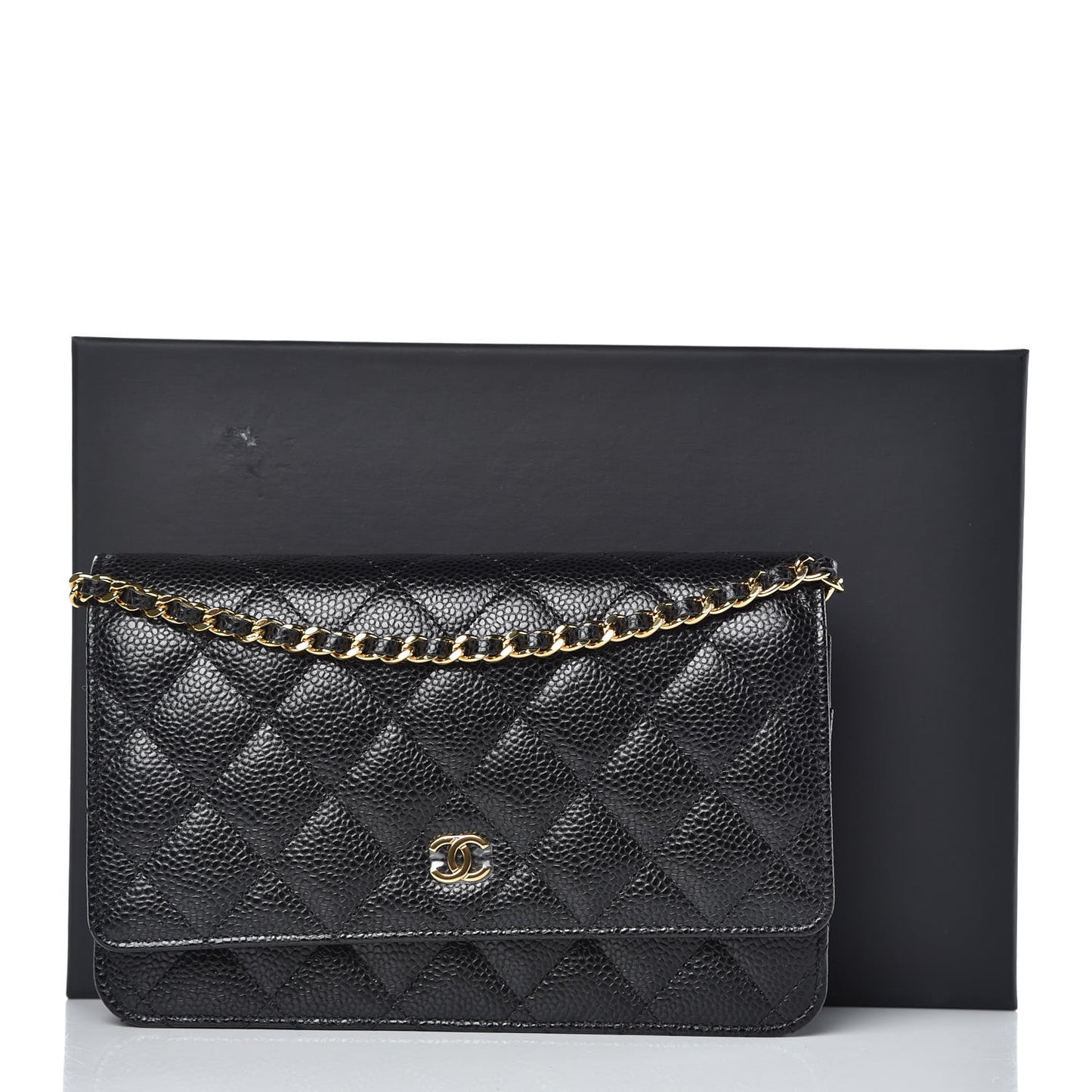 Caviar Quilted Wallet On Chain WOC Black