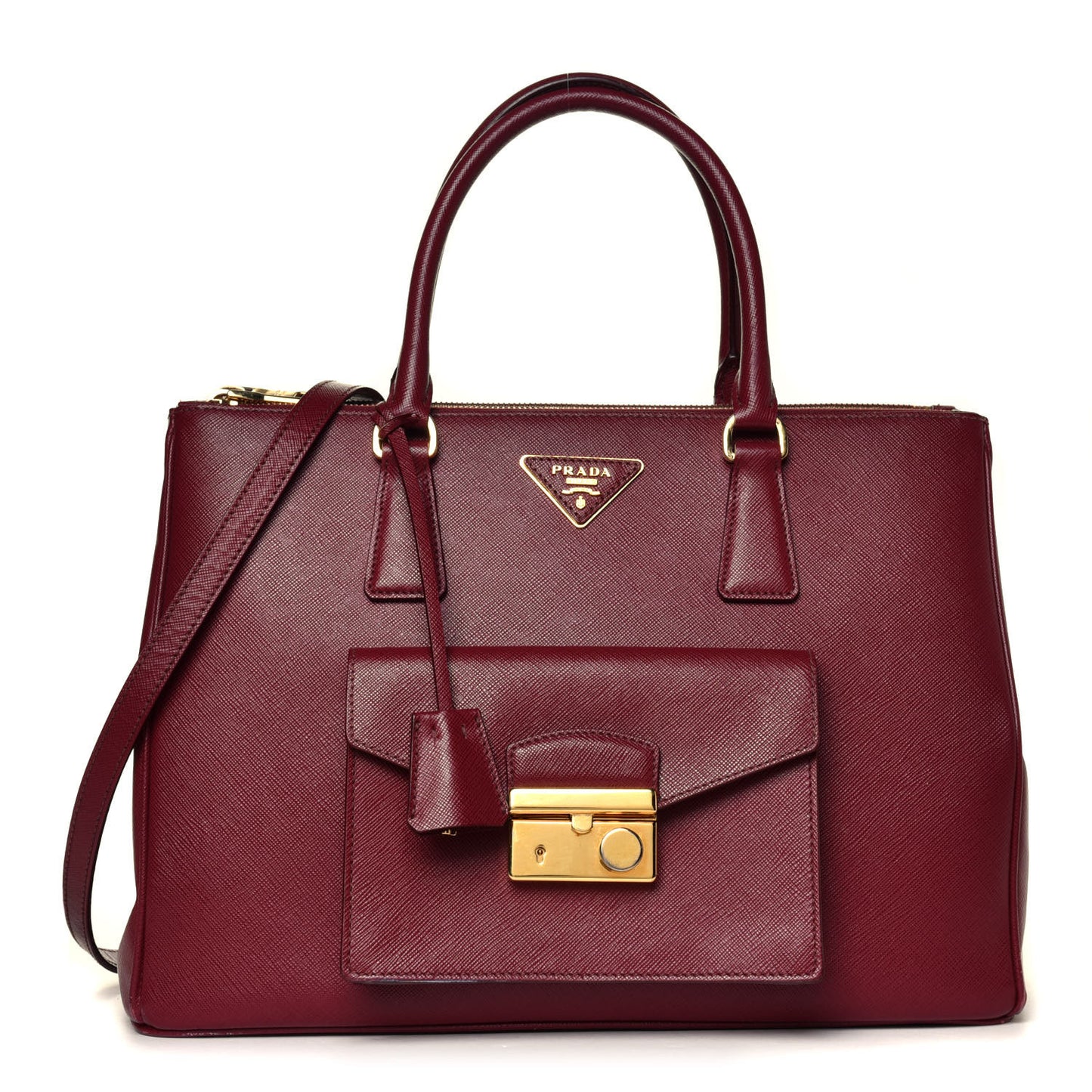 Saffiano Lux Galleria Front Pocket Tote Cerise