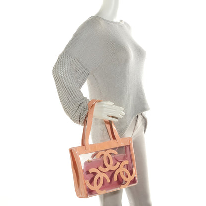 Chanel Vinyl Patent CC Logo Beach Tote Pink 2 of 8