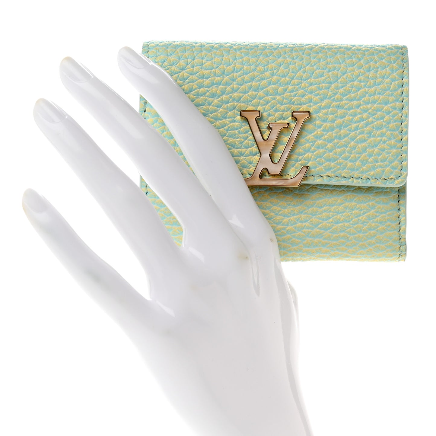 Taurillon Summer Stardust Capucines XS Wallet Vert D'Eau