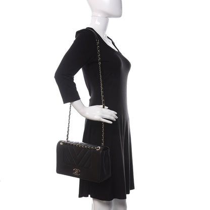 Chanel Sheepskin Chevron Quilted Vintage Mademoiselle Flap Black 2 of 13