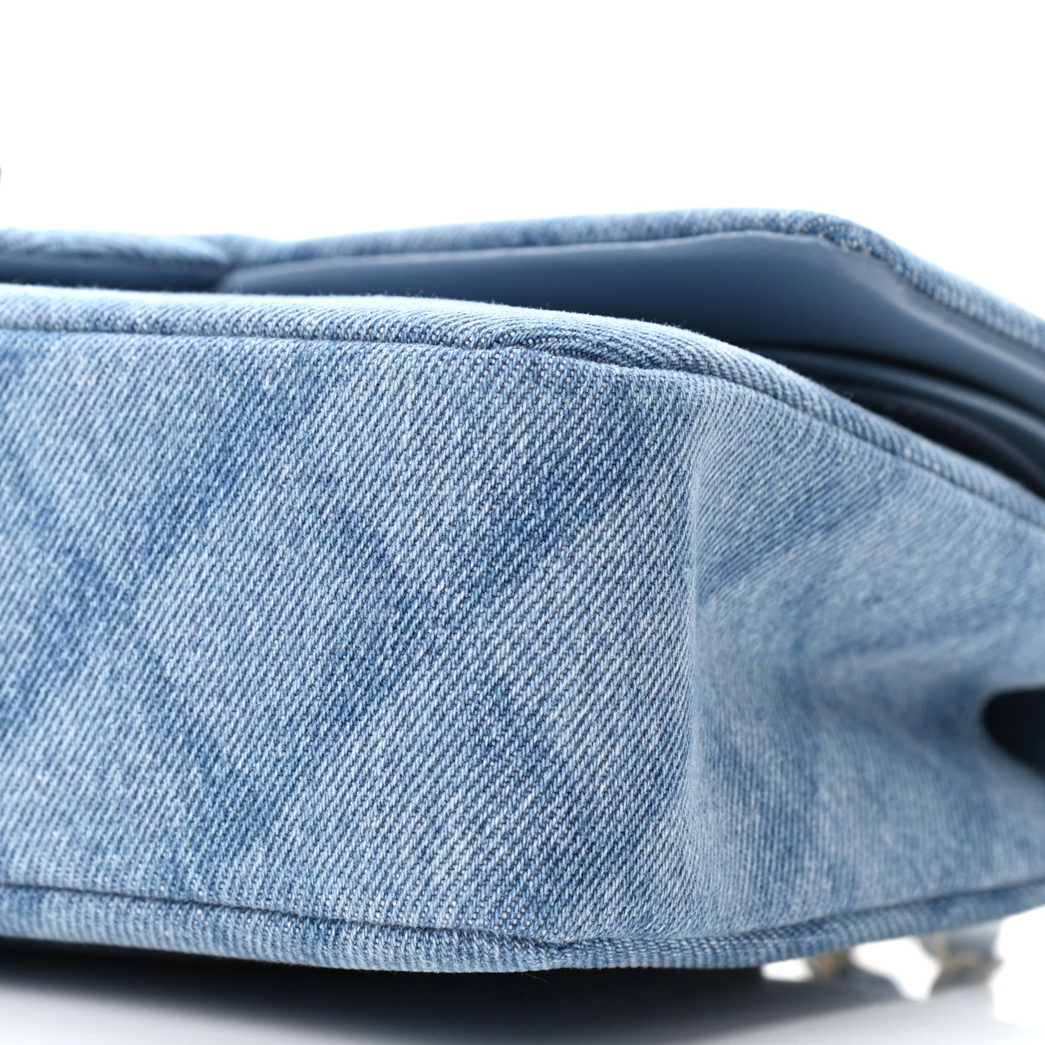 Chanel Printed Denim Quilted Medium Double Flap Light Blue 10 of 11