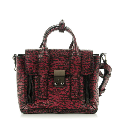 3.1 Phillip Lim 3.1 Textured Calfskin Mini Pashli Satchel Black Red 1 of 6