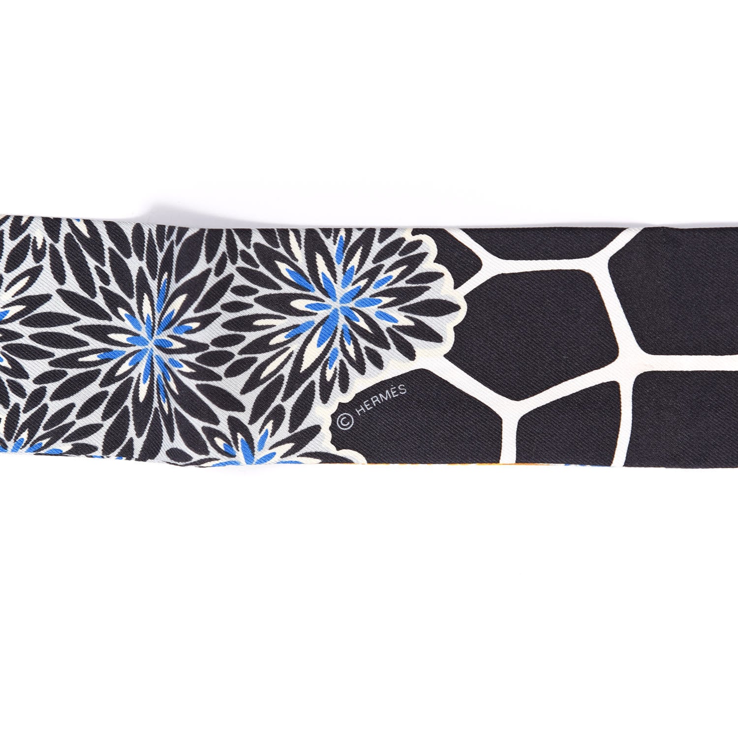 Hermes Silk The Three Graces Twilly Bleu Nuit Gold Black 3 of 3