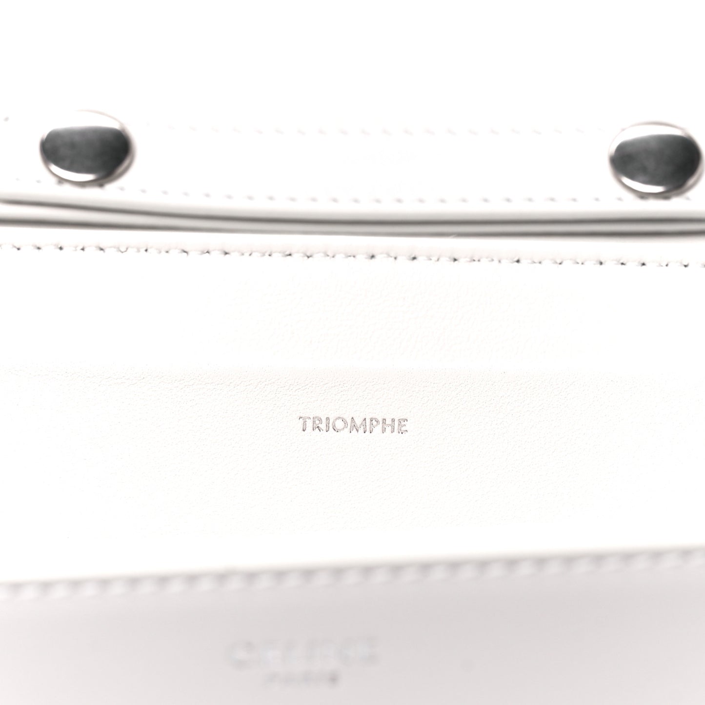 Shiny Calfskin Trapeze Triomphe Bag White