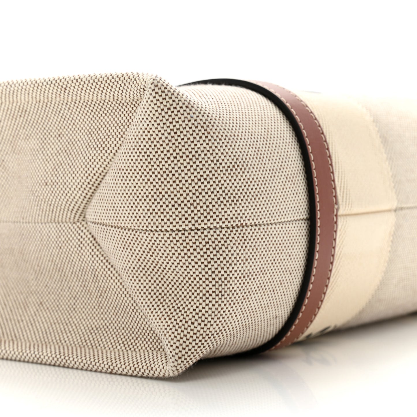 Cotton Calfskin Medium Woody Ribbon Tote White Brown