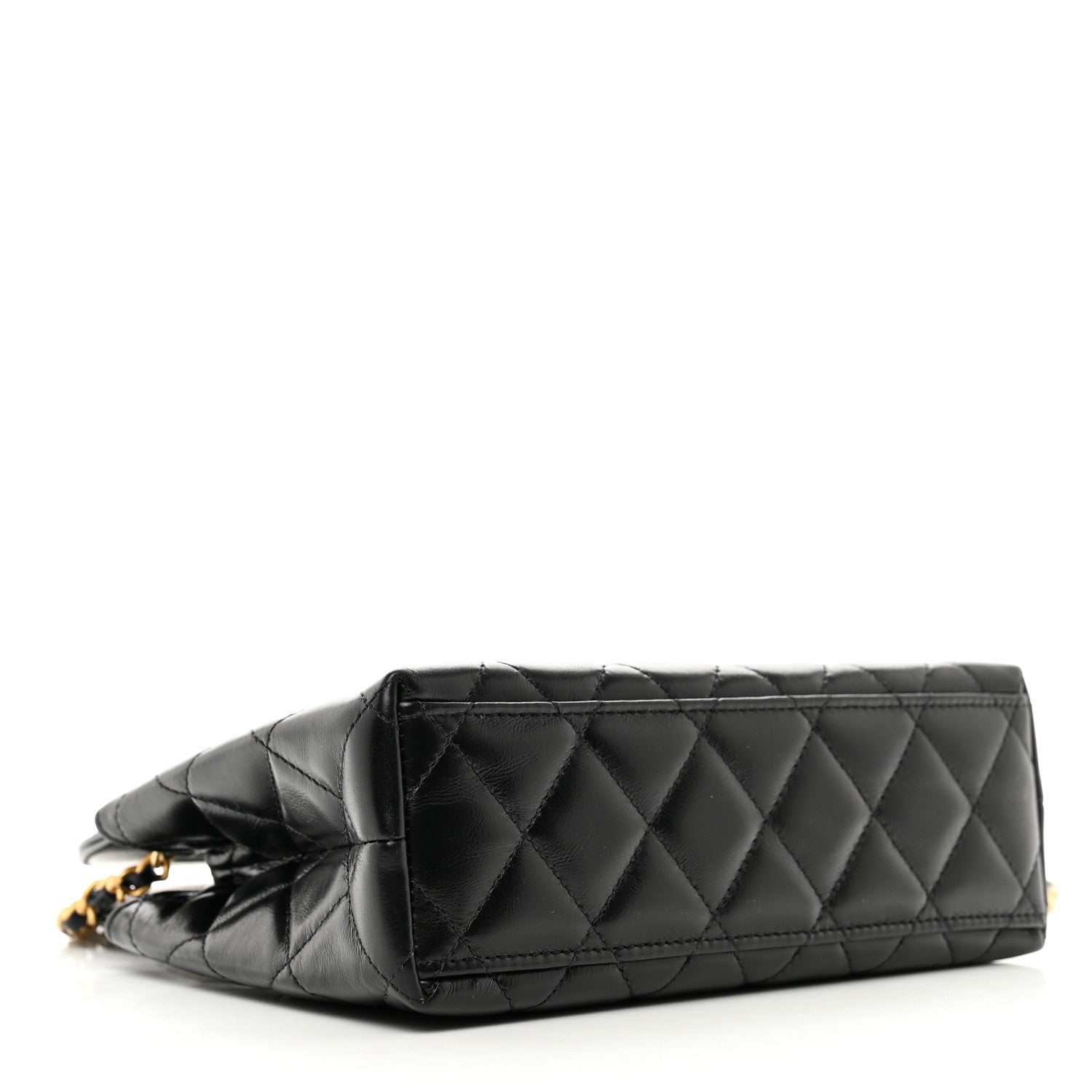 Chanel Shiny Aged Calfskin Quilted Nano Kelly Shopper Black 4 of 10