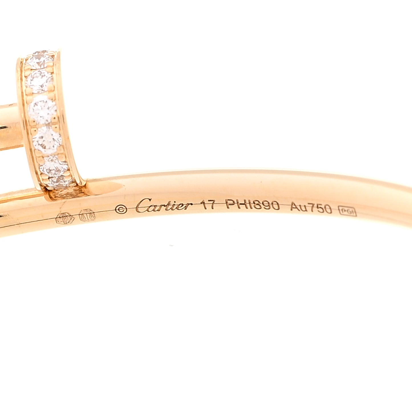 18K Yellow Gold Diamond Small Juste Un Clou Bracelet 17
