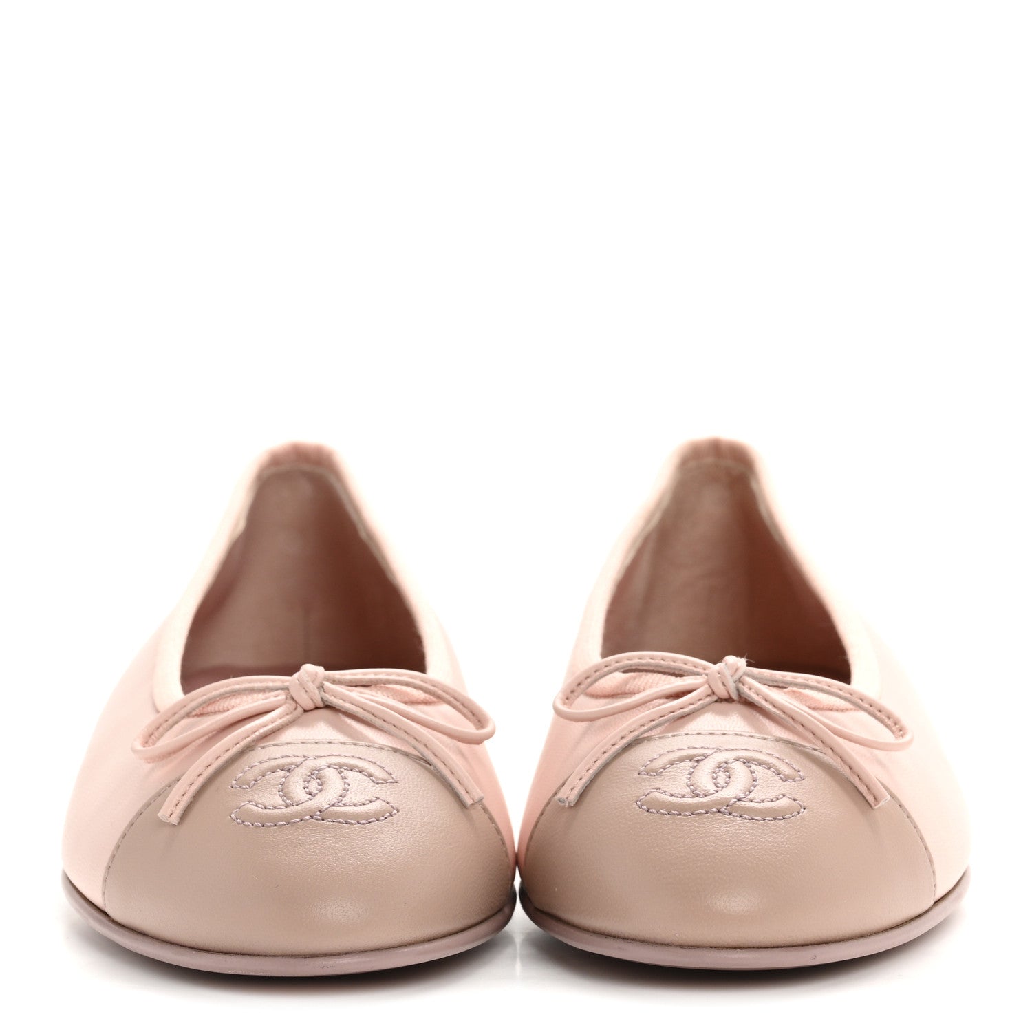 Chanel Lambskin Cap Toe CC Ballerina Flats 37 Light Pink Dark Pink 3 of 10
