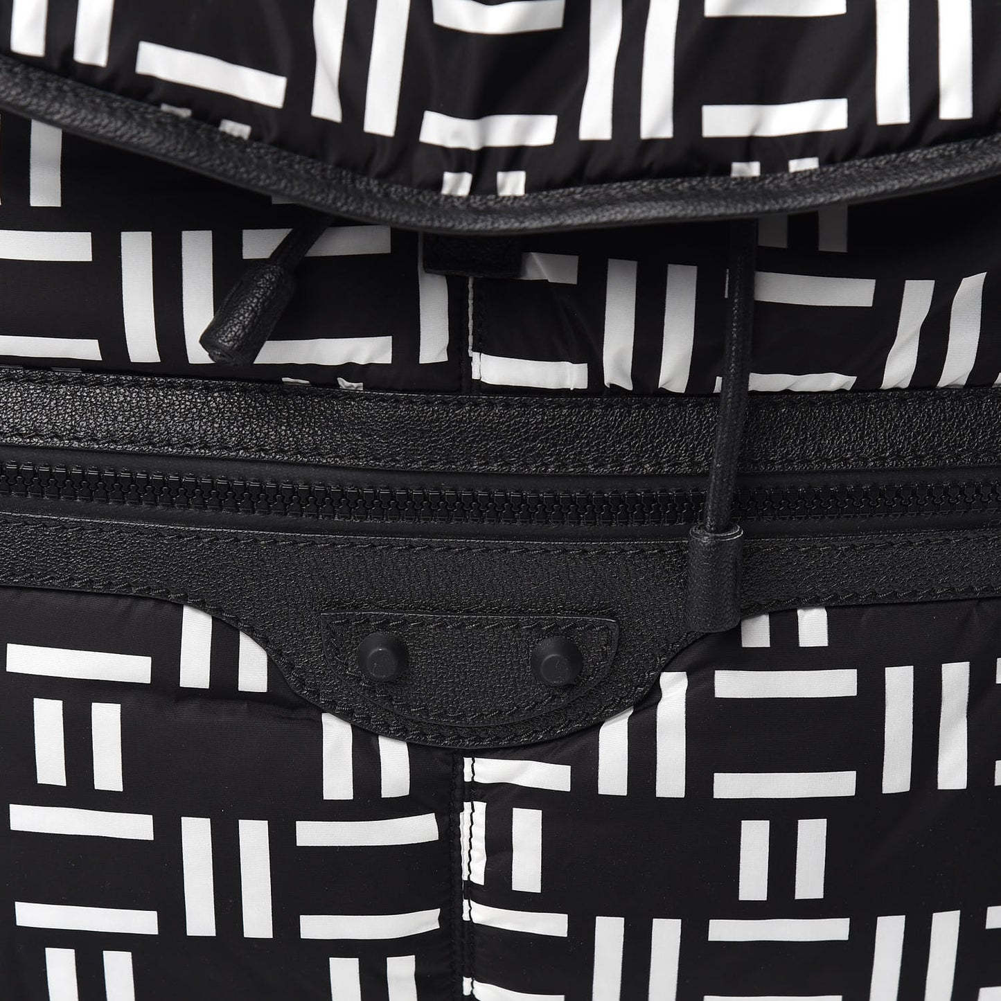 Nylon Rubber Printed S Traveler Backpack Black White