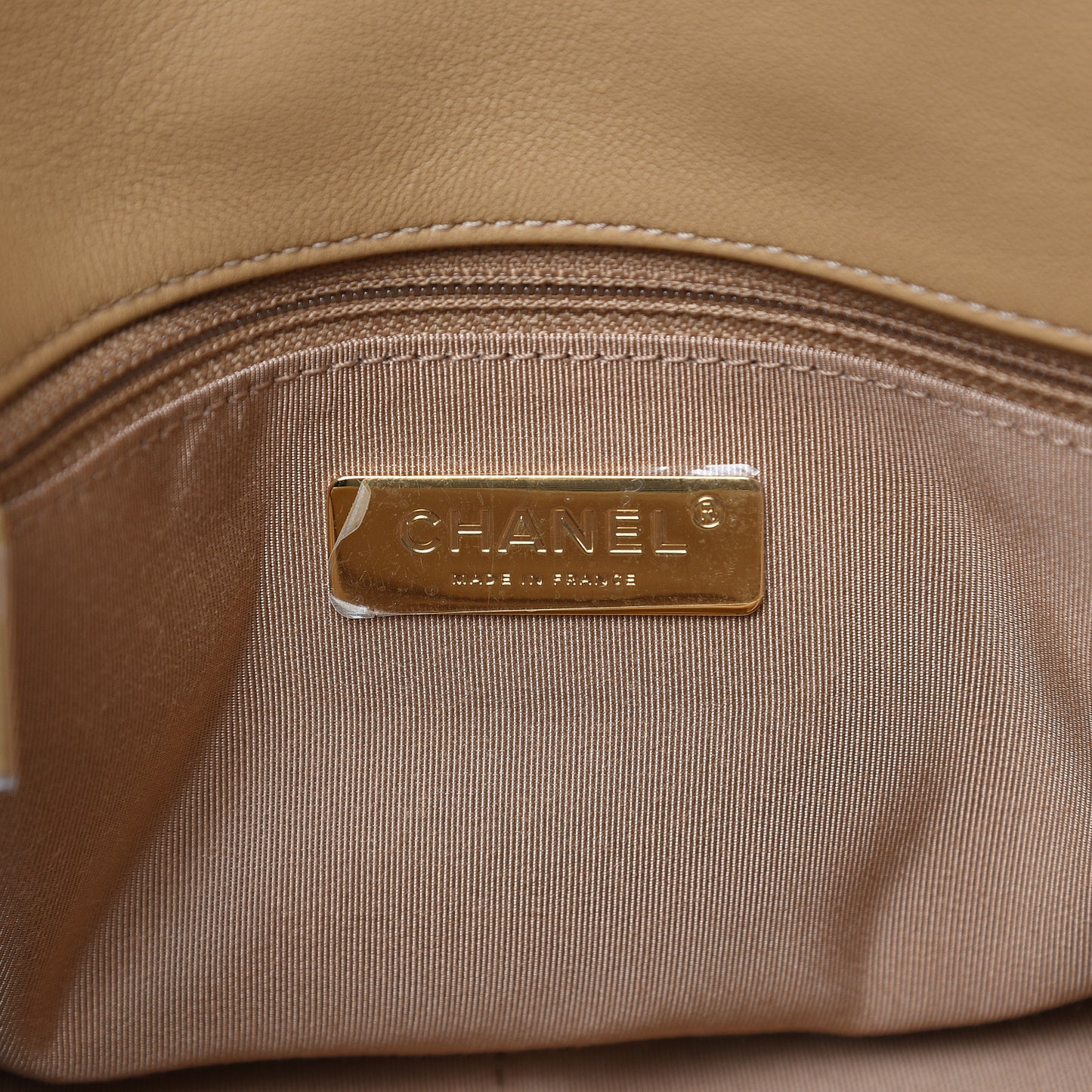 Lambskin Quilted Medium 19 Flap Dark Beige