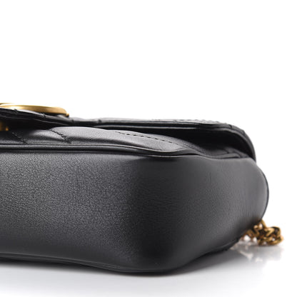 Gucci Calfskin Matelasse Super Mini GG Marmont Shoulder Bag Black 7 of 11