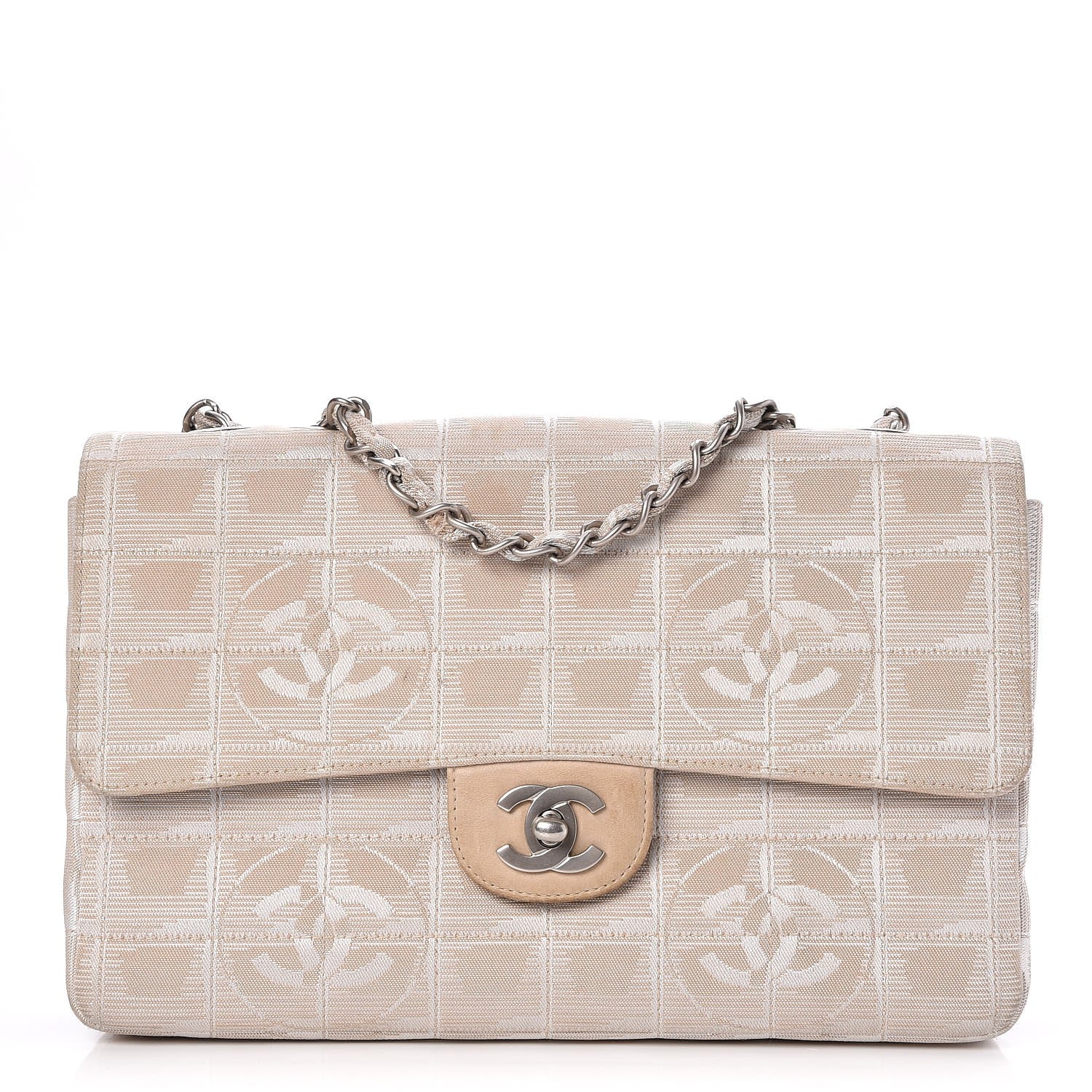 Chanel Nylon Medium Travel Flap Light Beige 1 of 9