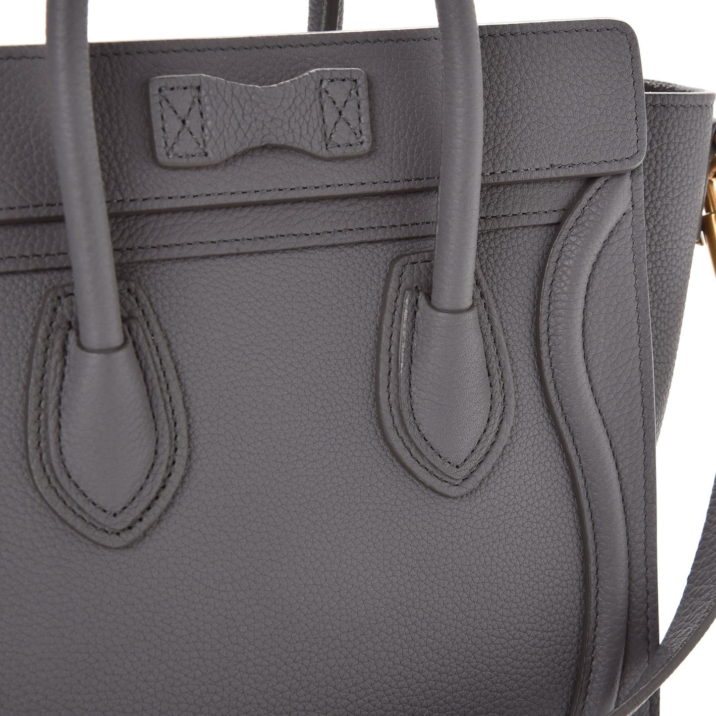 Drummed Calfskin Nano Luggage Kohl