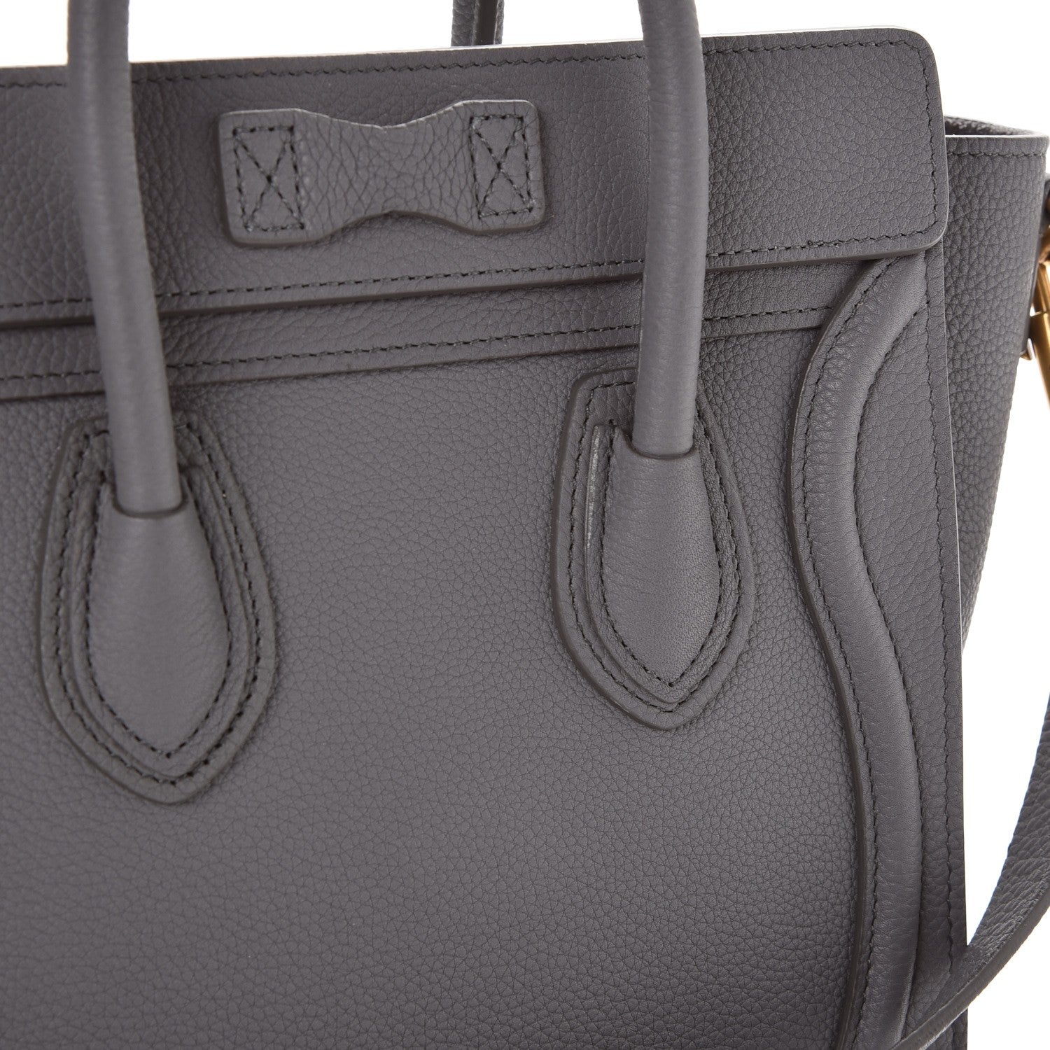 Celine Drummed Calfskin Nano Luggage Kohl 9 of 10