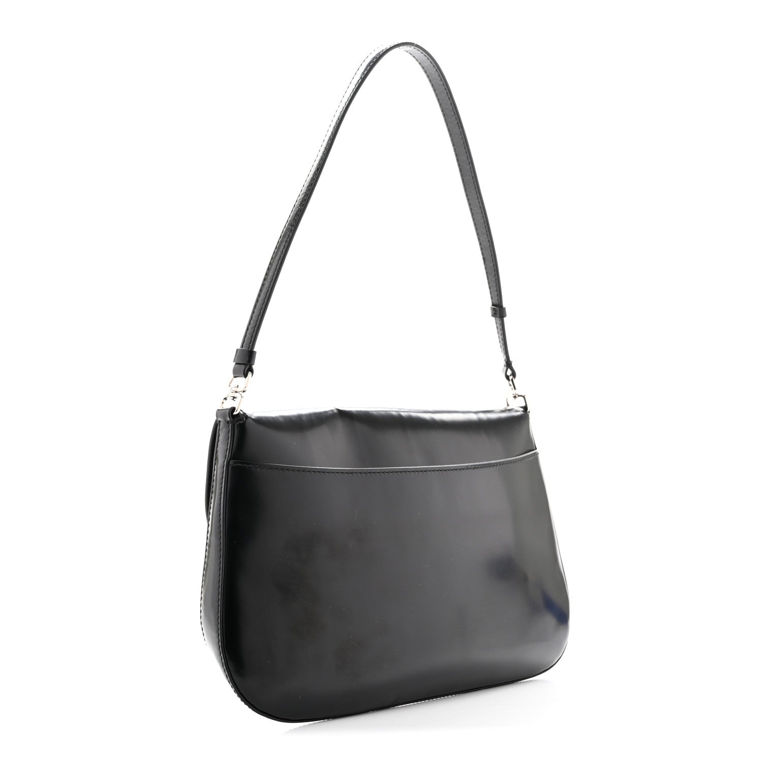 Prada Spazzolato Cleo Flap Shoulder Bag Black 2 of 10