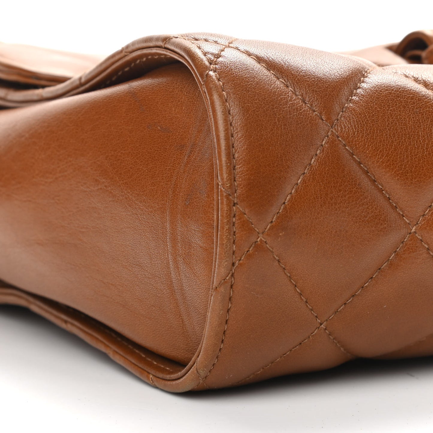 Lambskin Quilted Small Single Flap Brown