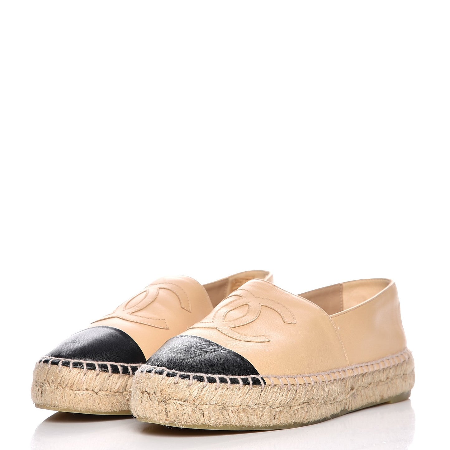 Lambskin CC Espadrilles 38 Beige Black