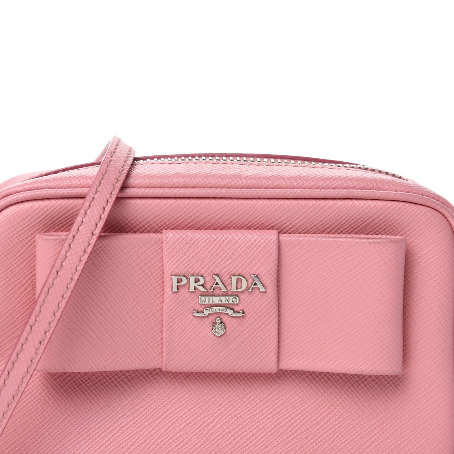 Saffiano Fiocco Bow Camera Crossbody Bag Petalo