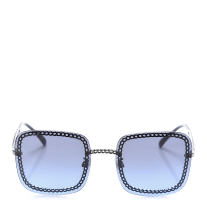 Chanel Square Removable Chain Sunglasses 4244 Blue 2 of 8