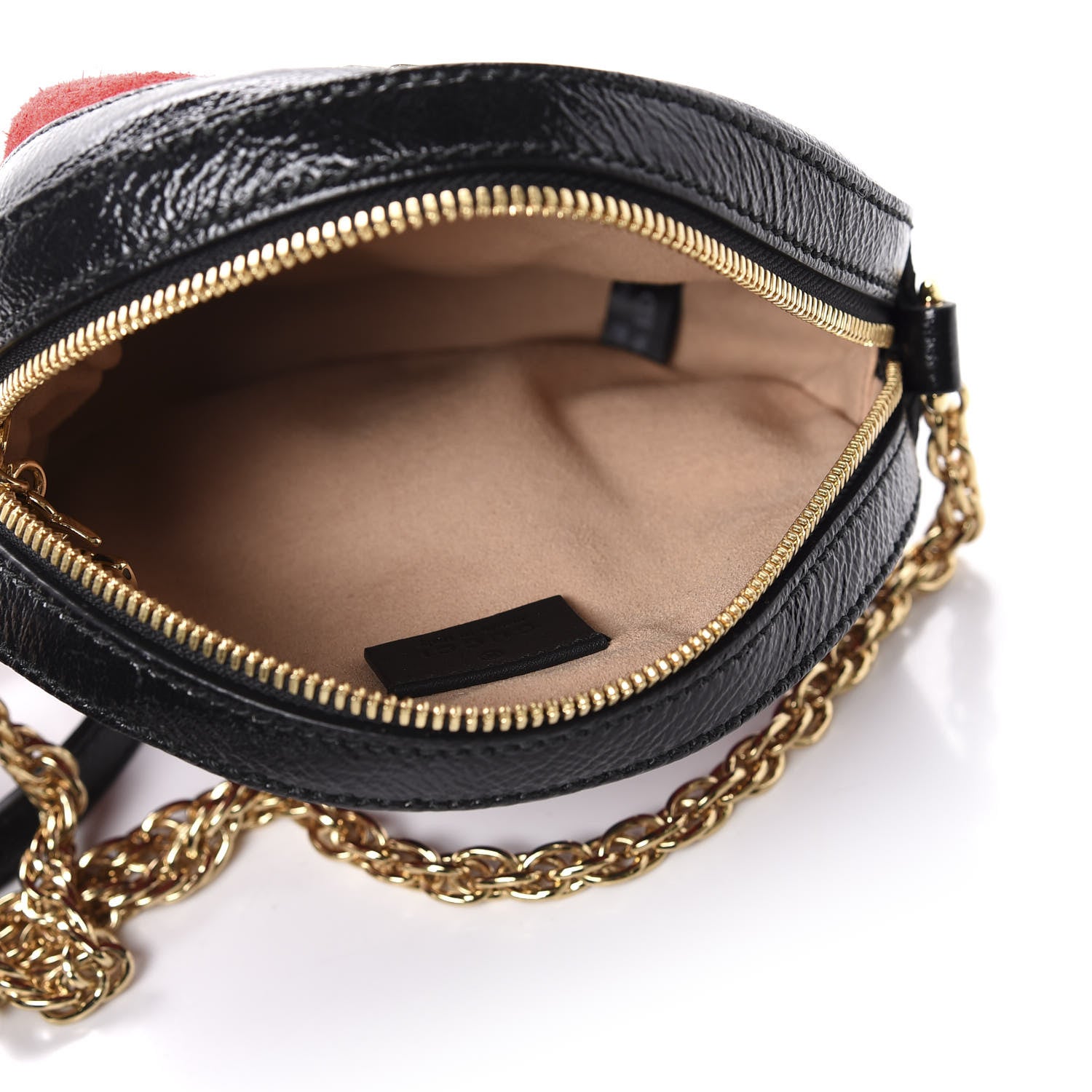 Gucci Suede Patent Web Mini Ophidia Round Shoulder Bag Hibiscus Red Black 5 of 10