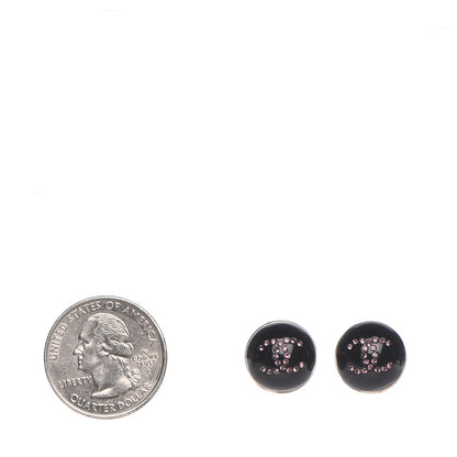 Chanel Resin Crystal CC Earrings Black Pink 2 of 5